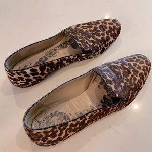 J. Crew calf hair leopard print loafers in a size 9